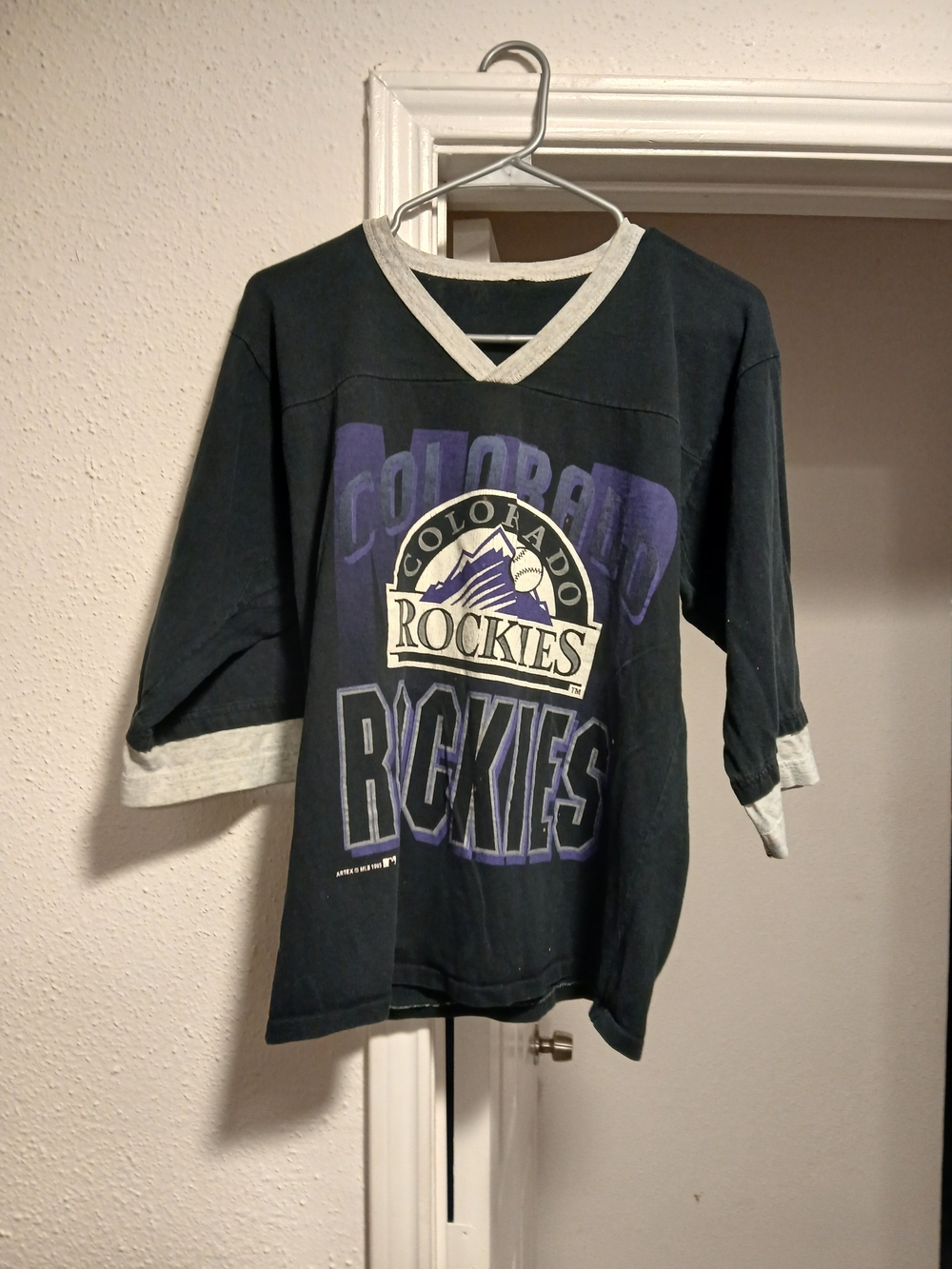 Colorado Rockies Kids Black & Purple V-Neck Pullover Shirt